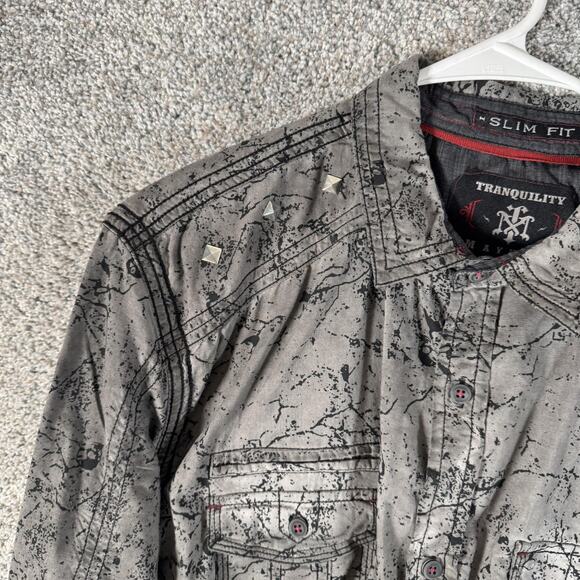 Tranquility Mayhem Shirt XL Western Studded Moto Punk Rockstar Grunge Goth Edgy - Picture 16 of 16